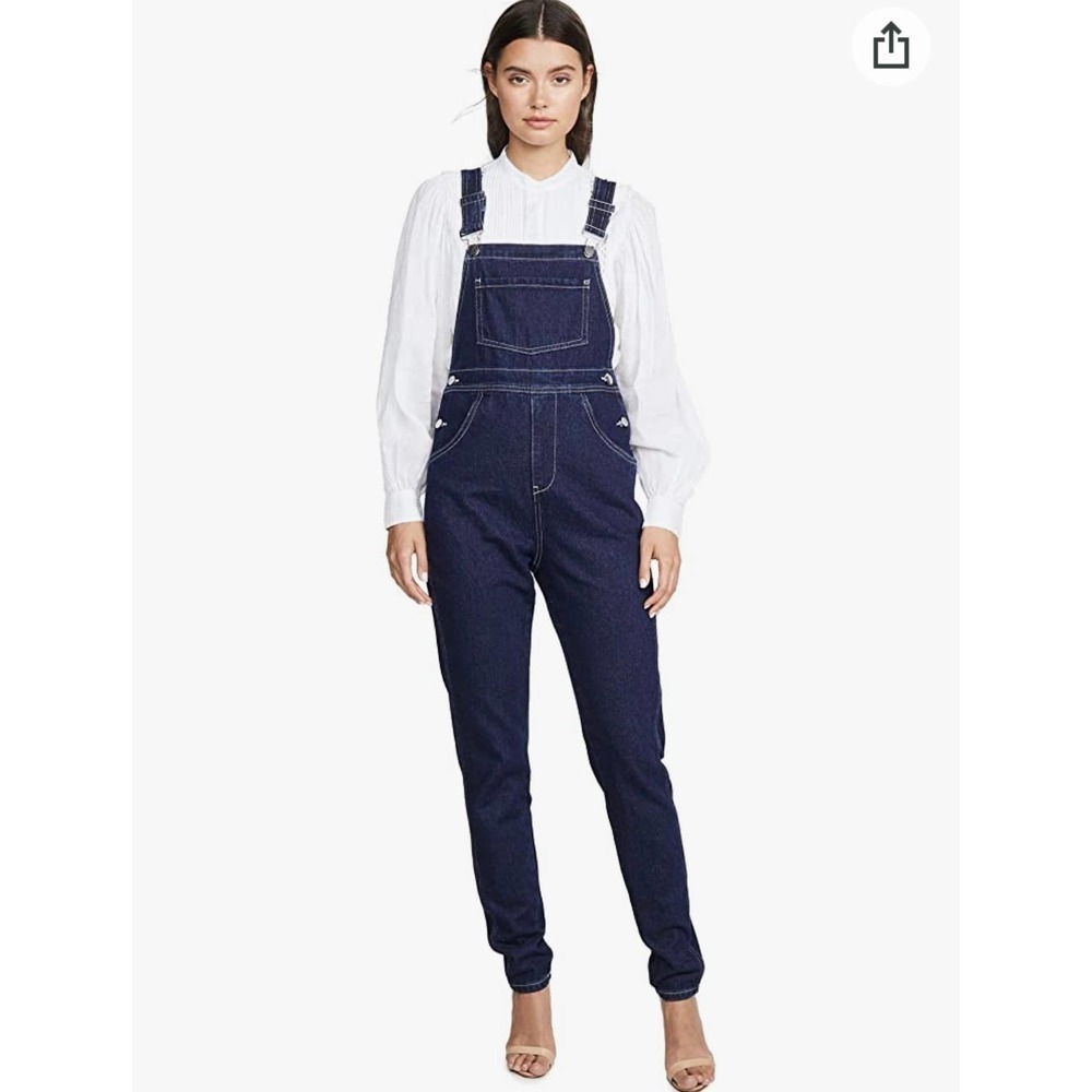 WeWoreWhat Basic Overalls in Dark Wash Denim